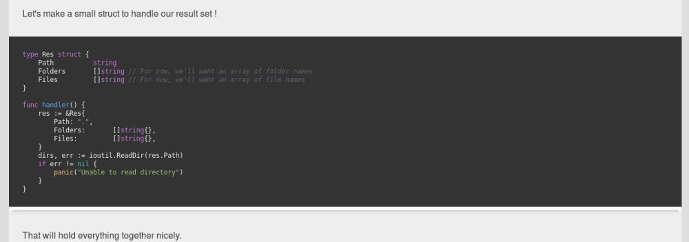 An example code snippet, syntaxic-coloured