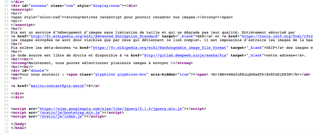 pix's website source code